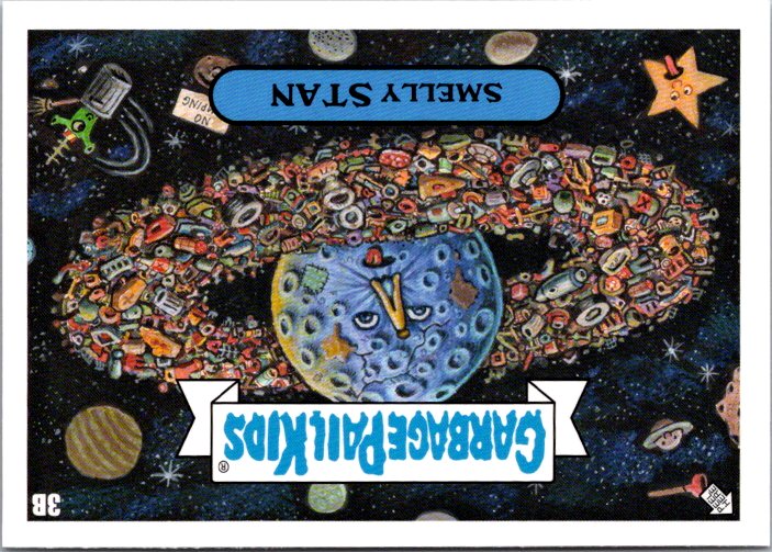 3B SMELLY STAN - SPACE FARCE - GARBAGE PAIL KIDS card featuring colorful alien imagery and cartoon characters