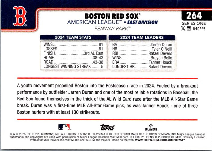 264 BOSTON RED SOX