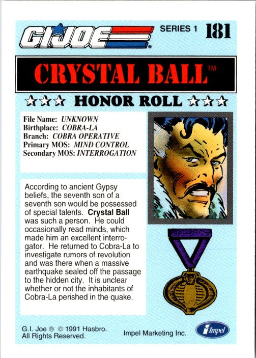 181 CRYSTAL BALL - HONOR ROLL