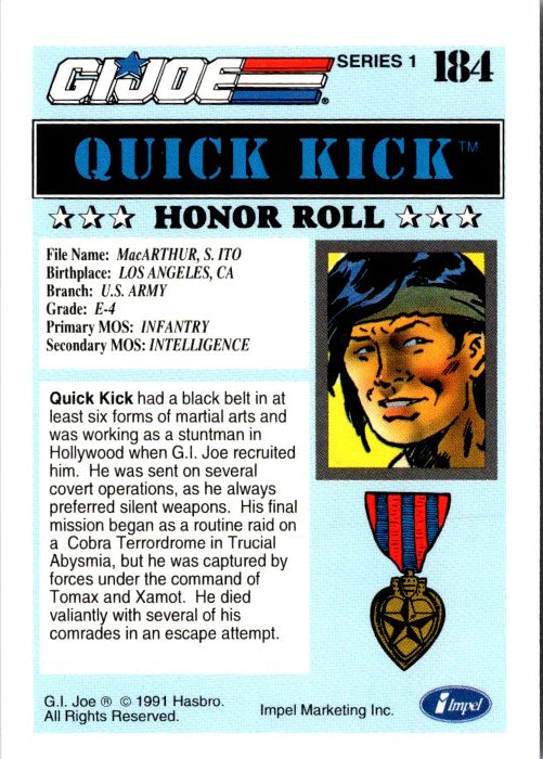 184 QUICK KICK - HONOR ROLL