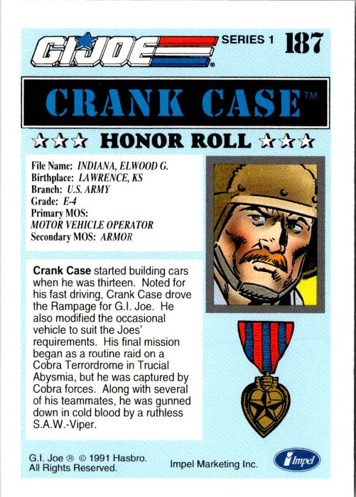 187 CRANK CASE - HONOR ROLL