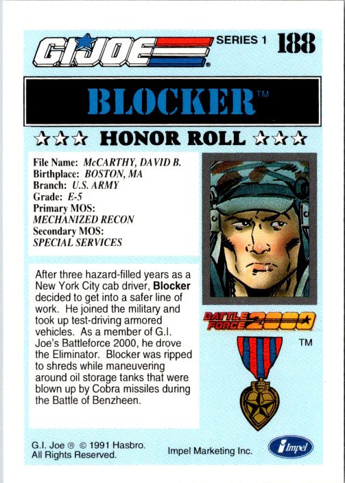 188 BLOCKER - HONOR ROLL
