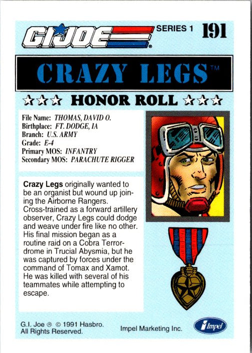191 CRAZY LEGS - HONOR ROLL
