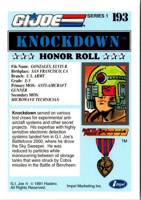 193 KNOCKDOWN - HONOR ROLL