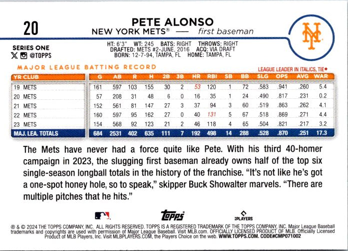 20 PETE ALONSO