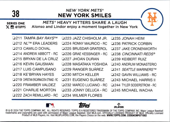 38 NEW YORK METS CHECKLIST
