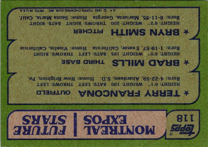 118 MONTREAL EXPOS FUTURE STARS - FRANCONA/MILLS/SMITH