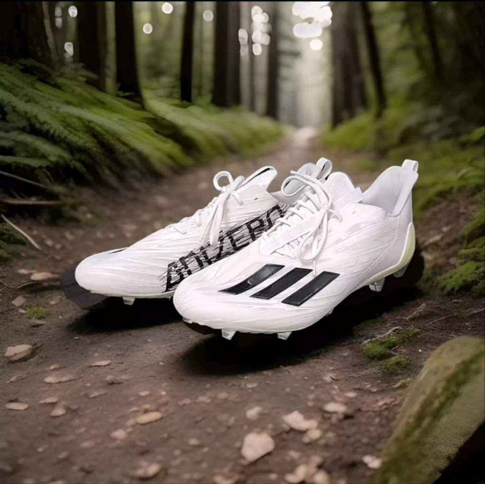 Adidas Adizero football cleats size 14 in white with black accents designed for optimal performance