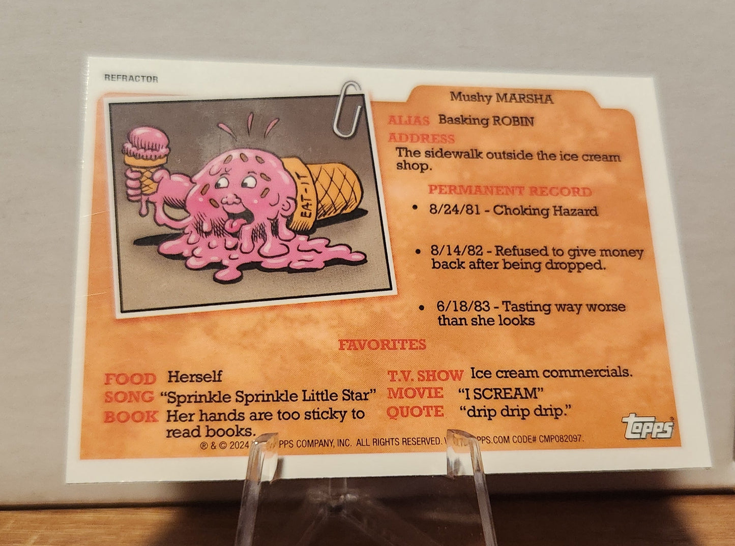 AN-3A DONNY DUMBBELL- GARBAGE PAIL KIDS-REFRACTOR trading card featuring unique art and character details