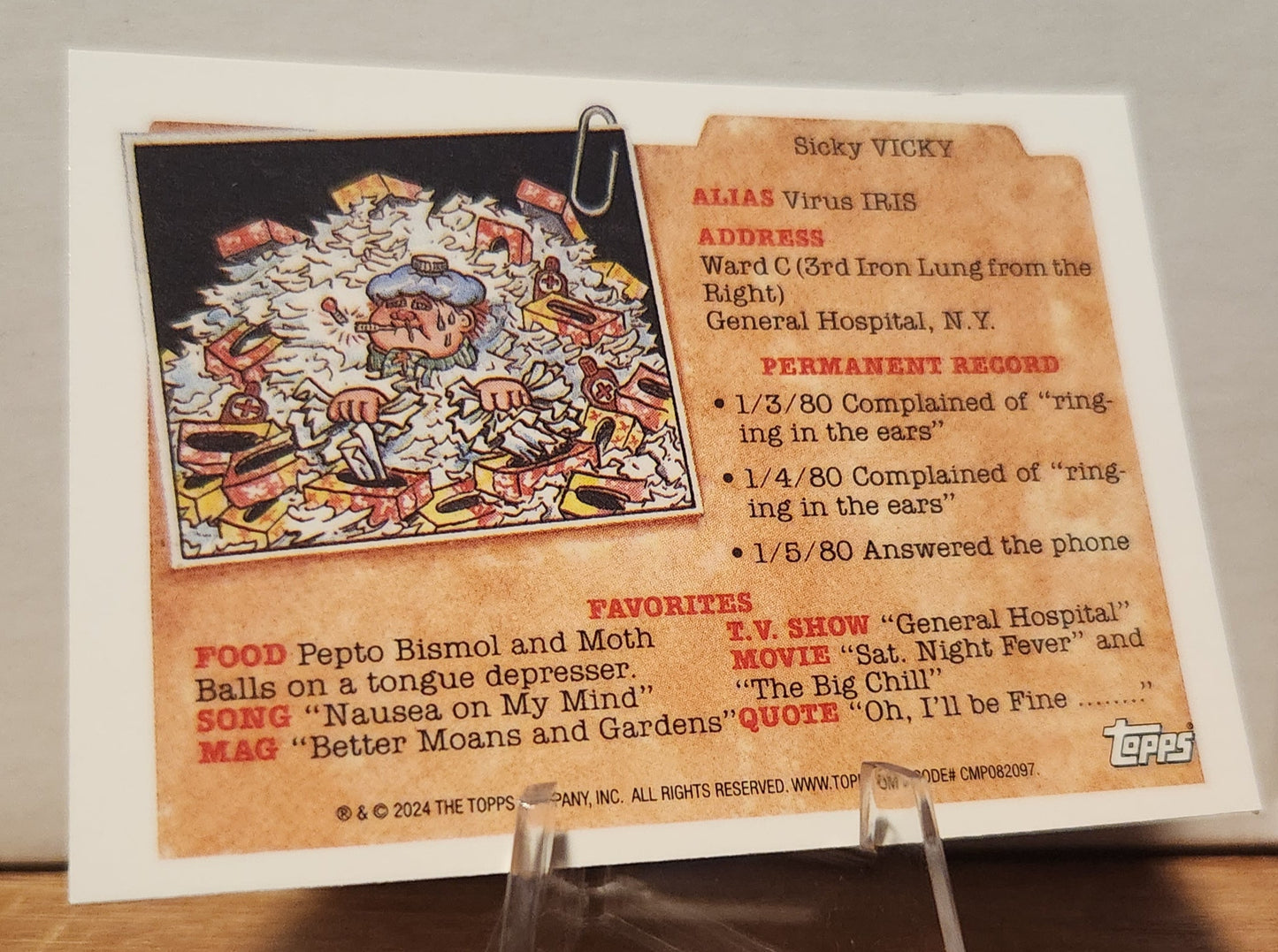Topps GPK card featuring Brewin Bruno negative refractor with humorous character and statistics