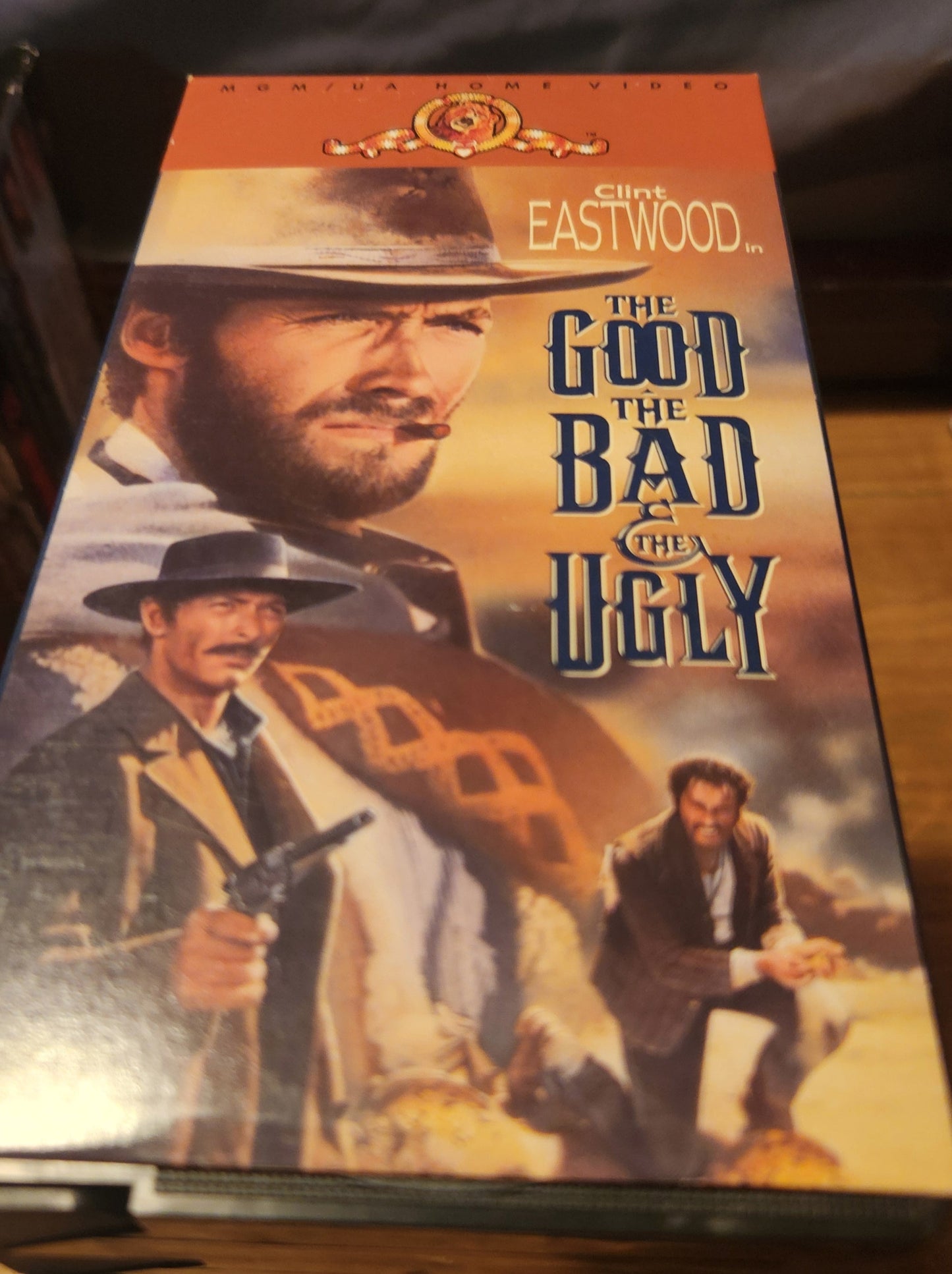 The Good The Bad The Ugly VHS tape with classic movie cover art featuring Clint Eastwood and characters