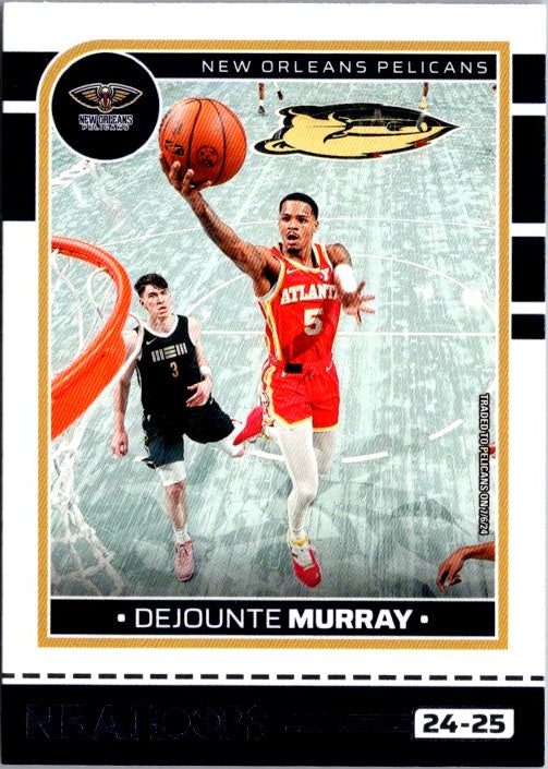 Dejounte Murray trading card featuring him in action with the Atlanta Hawks.