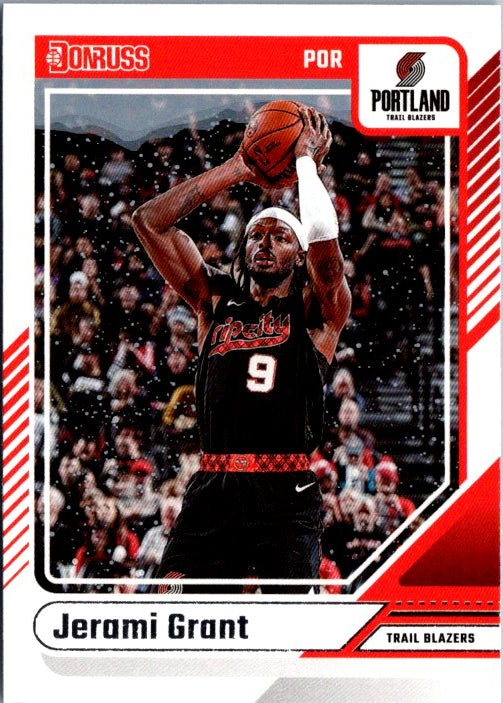 Jerami Grant trading card from DONRUSS PANINI featuring him in a Portland Trail Blazers uniform