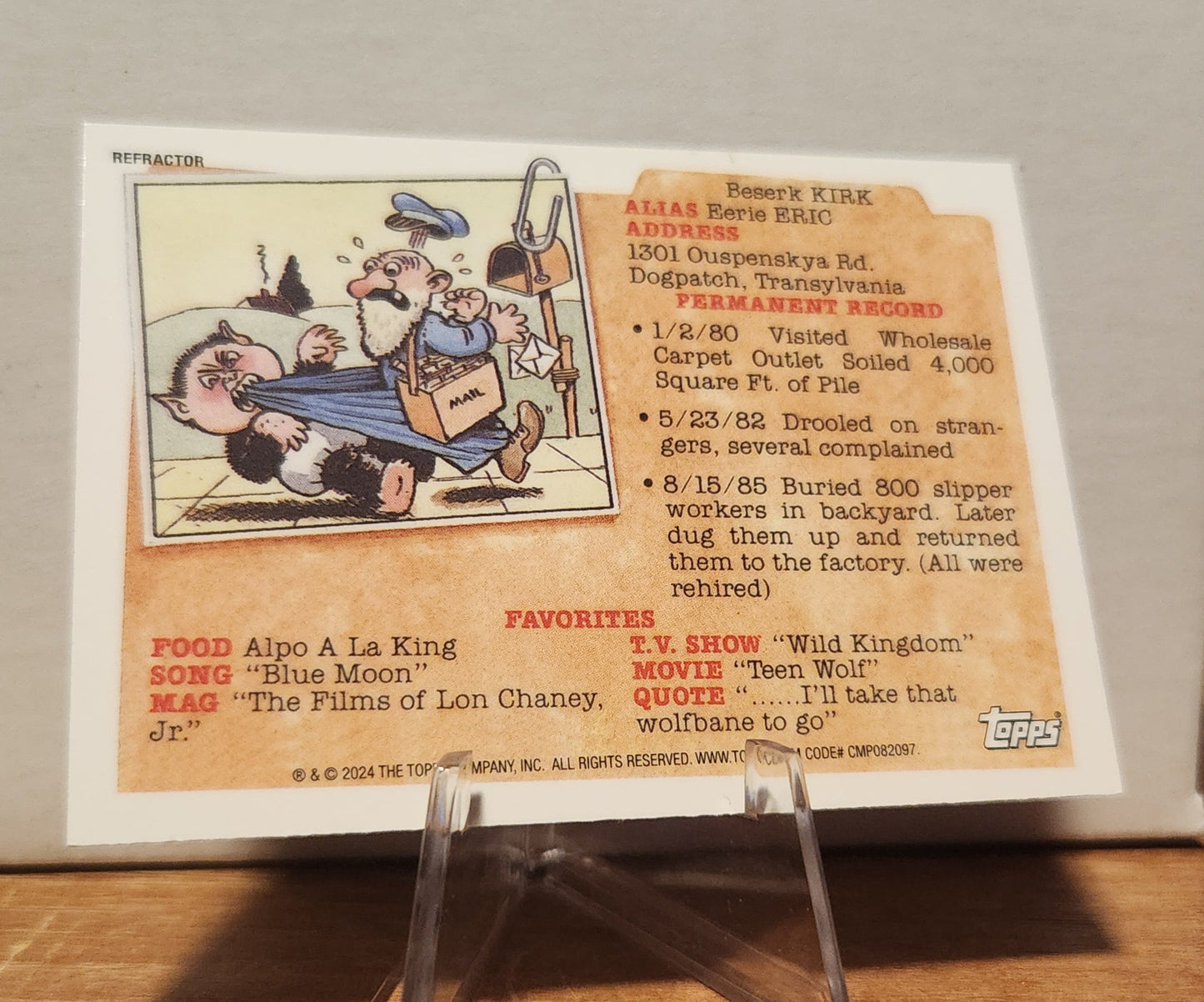 Garbage Pail Kids Banana Anna card featuring humorous illustration and character details from Topps