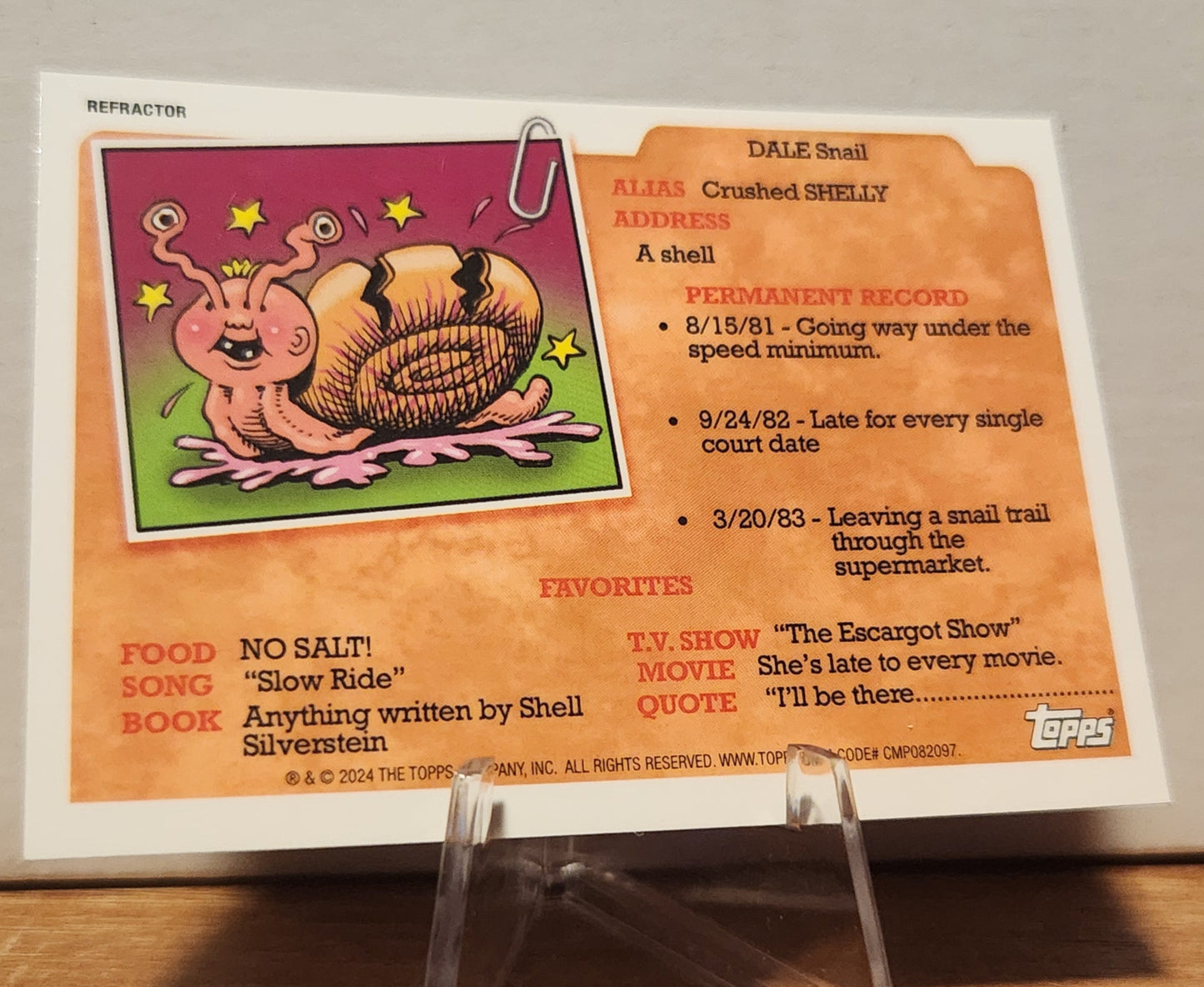 Tongue Tied Tina Refractor GPK card with quirky artwork and funny character description