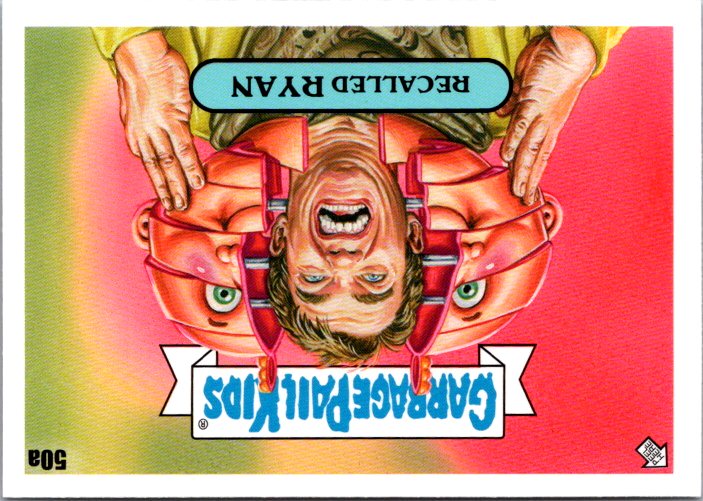 Garbage Pail Kids trading card featuring Recalled Ryan with unique artwork and vibrant colors