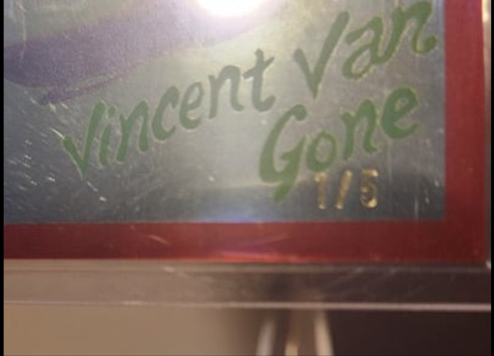 Garbage Pail Kids red refractor card featuring Vincent Van Gone with limited edition marking