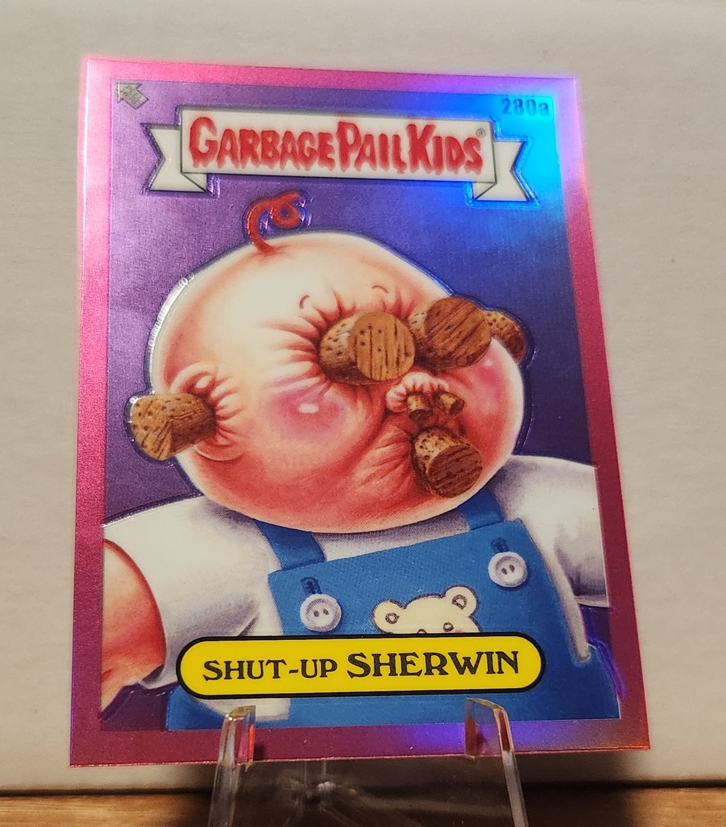 Garbage Pail Kids Shut-Up Sherwin trading card featuring a cartoon baby with funny exaggerated features