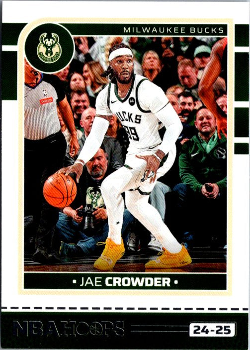 Jae Crowder basketball card from PANINI featuring Milwaukee Bucks player in action on the court