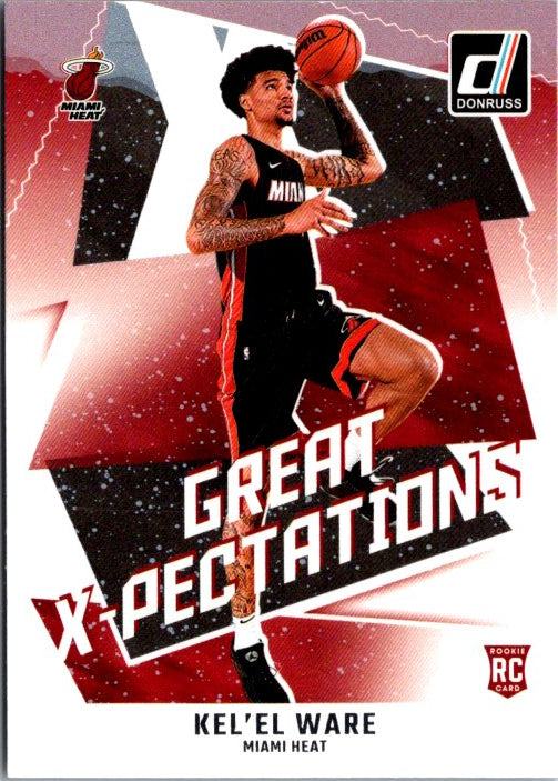 Kel'el Ware trading card from Donruss Panini featuring Miami Heat player with dynamic action pose