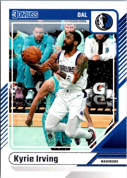 Kyrie Irving trading card from DONRUSS PANINI featuring the player in action for the Mavericks