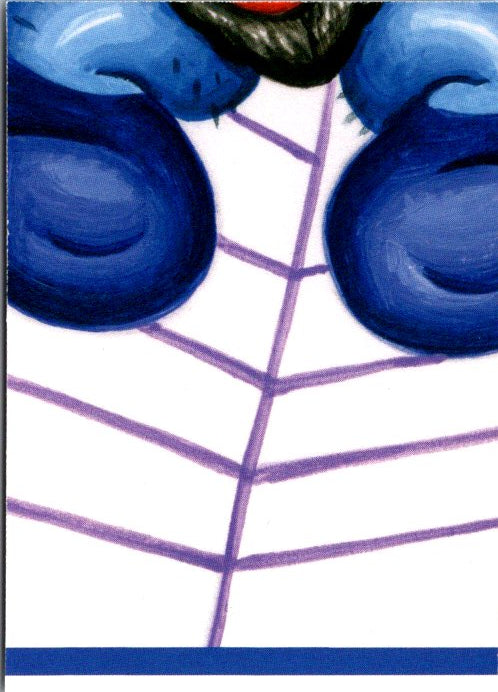 Close-up of Vile Lyn trading card from Disasters of the Universe by Mark Pingitore with blue and purple design