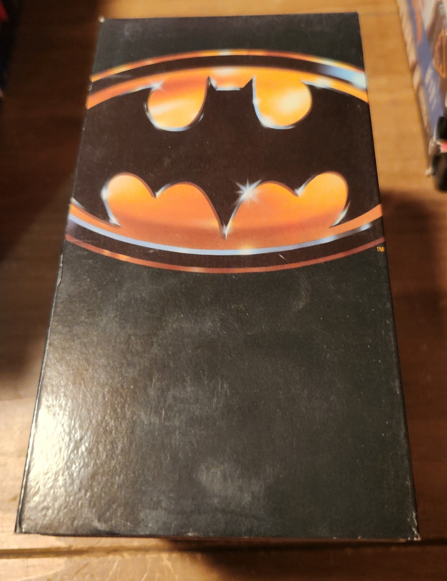 Vintage Batman VHS tape with iconic black and orange Batman logo from Lawrence's Collectibles