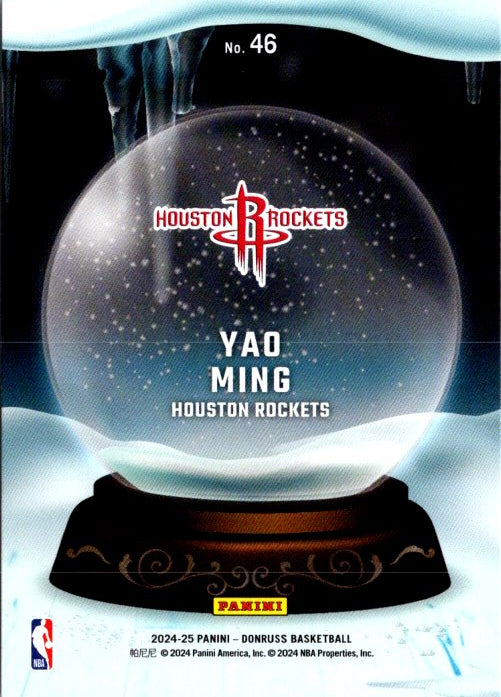 Yao Ming snow globes Houston Rockets basketball card by Donruss Panini featuring a detailed design