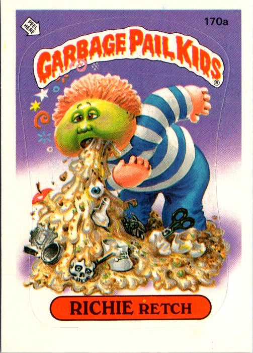 170A RICHIE RETCH - GARBAGE PAIL KIDS card featuring a character vomiting with colorful details