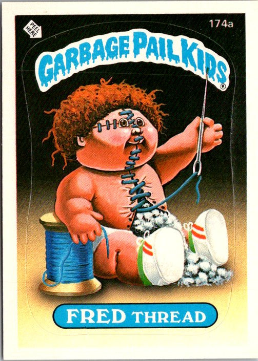 174A FRED THREAD - GARBAGE PAIL KIDS card featuring a doll with threaded features and a sewing needle