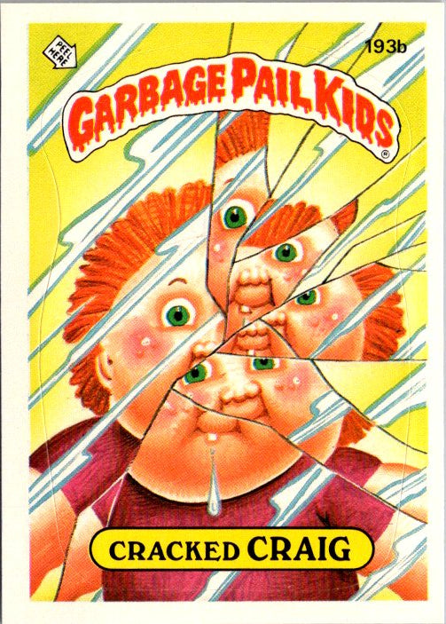 193B CRACKED CRAIG - GARBAGE PAIL KIDS collectible card featuring a humorous design of a character with cracked features