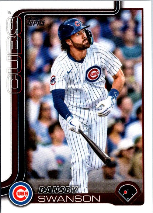 303 DANSBY SWANSON -2025 TOPPS Baseball Card featuring player in Cubs uniform with bat