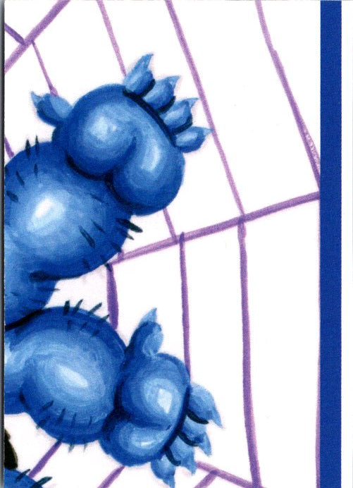 4A Disasters of the Universe trading card featuring blue detailed creature paws on a web background by Mark Pingitore
