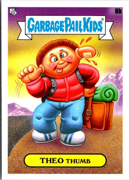 8B THEO THUMB - GARBAGE PAIL KIDS trading card featuring a cartoon character with a playful expression