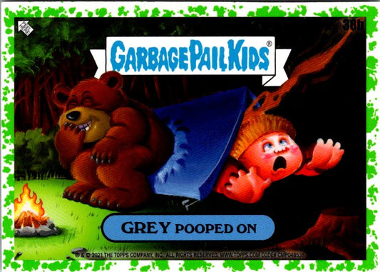 38B GREY POOPED ON - GREEN BORDER