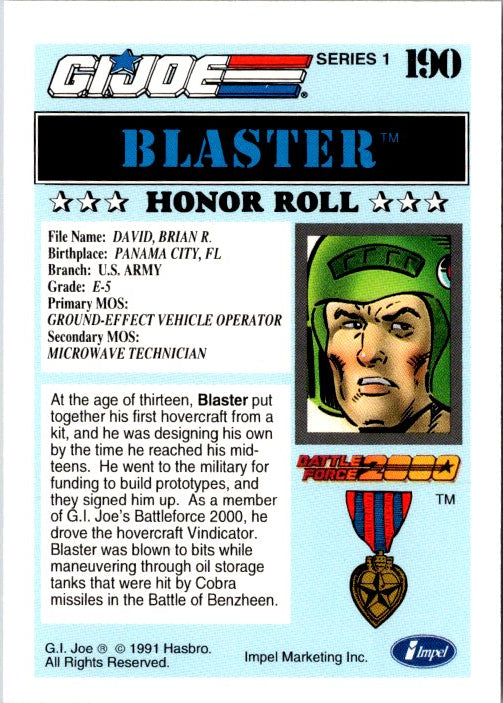190 BLASTER - HONOR ROLL