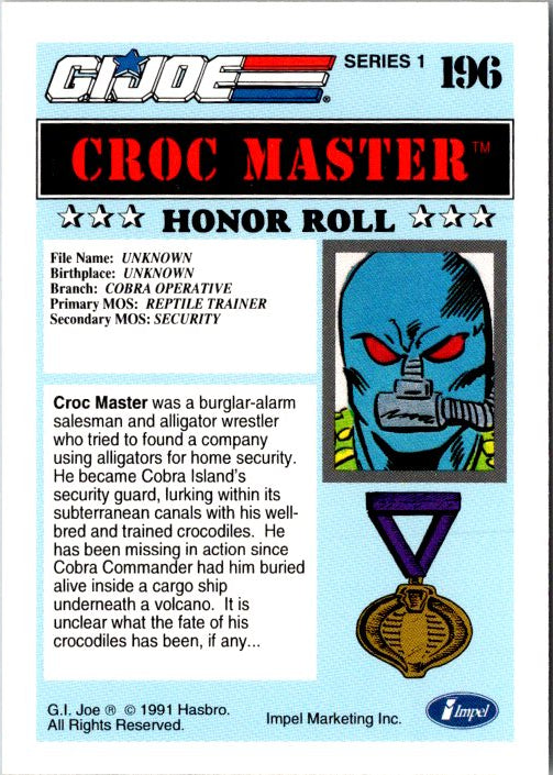 196 CROC MASTER - HONOR ROLL