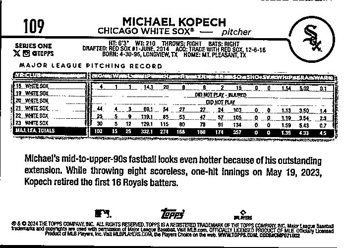 109 MICHAEL KOPECH