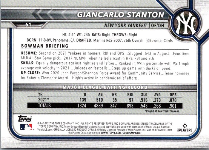 61 GIANCARLO STANTON