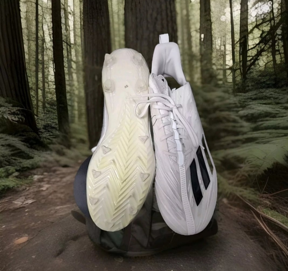 Adidas Adizero football cleats size 14 with a sleek white design and traction sole, perfect for performance