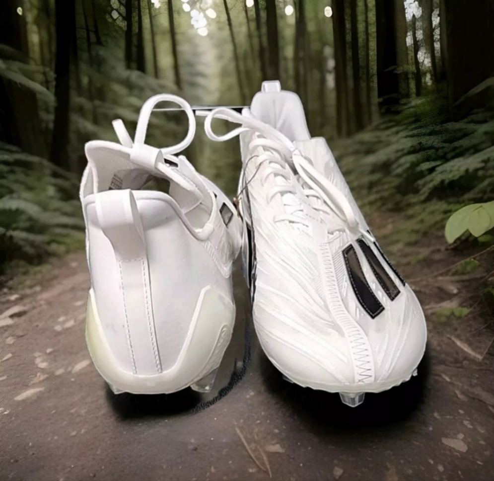 Adidas Adizero football cleats size 14 in white, designed for speed and performance on the field