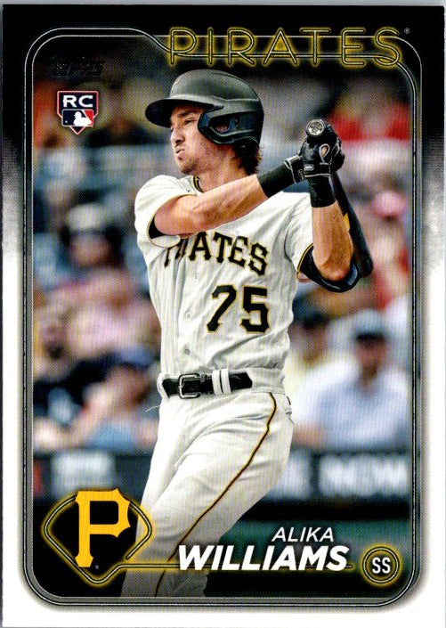 Topps Alika Williams rookie card featuring him in Pirates uniform at bat