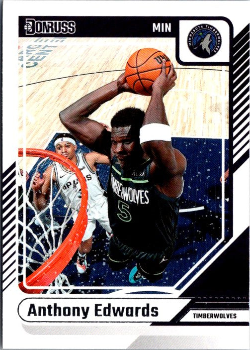 Anthony Edwards trading card showcasing a dynamic dunk for basketball collectors