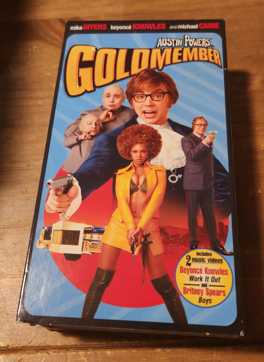 Austin Powers Goldmember VHS tape with vibrant cover featuring main characters and action scenes