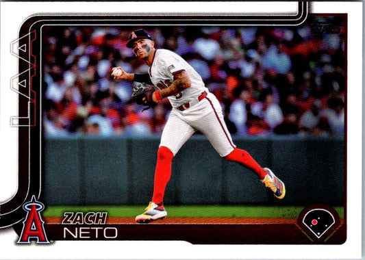 Topps 282 Zach Neto baseball card featuring the player in action on the field