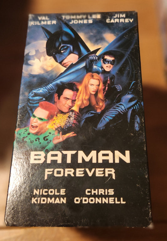 Batman Forever VHS collectible tape featuring cover art with Batman and key characters from Lawrence's Collectibles