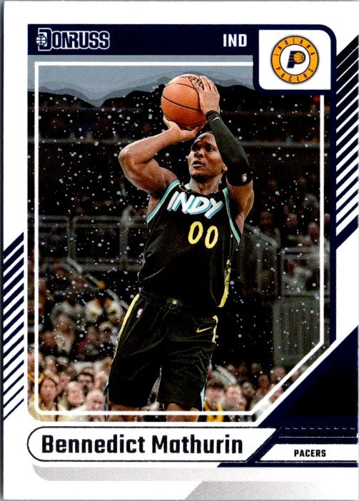 Bennedict Mathurin trading card from Donruss Panini featuring dynamic action shot during a game