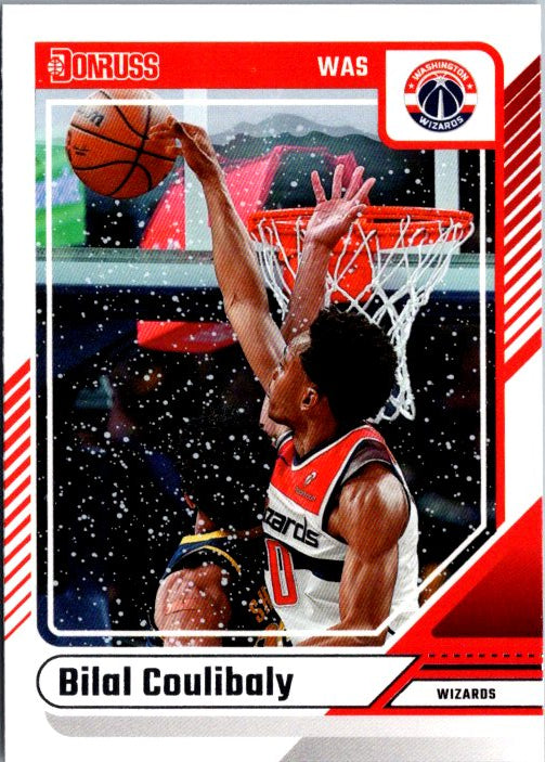 DONRUSS PANINI Bilal Coulibaly rookie card featuring dynamic basketball action shot