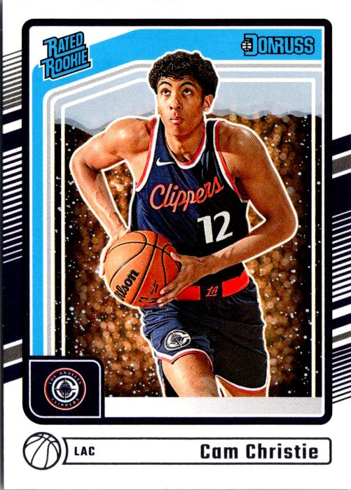 Cam Christie rookie card from DONRUSS PANINI featuring a dynamic action shot of the player