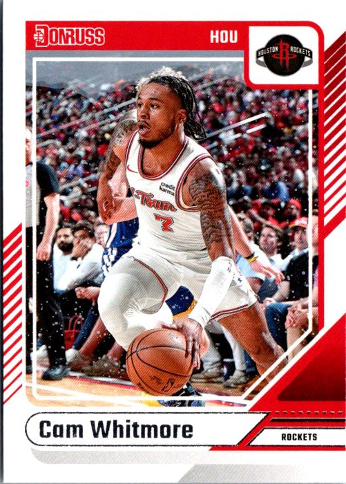 Cam Whitmore trading card from DONRUSS PANINI featuring Houston Rockets player in action
